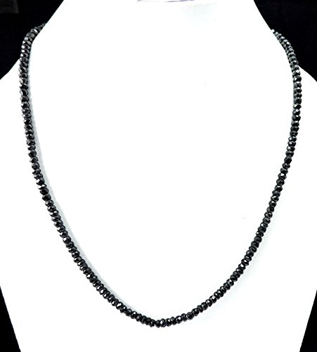 Halskette mit natürlichen schwarzen Spinellen, 4 mm, facettiert, 61 cm von poojagems