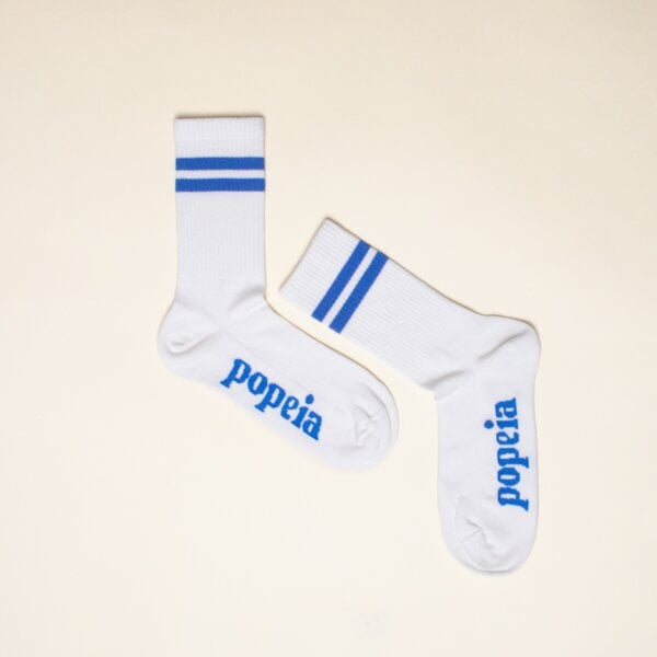 Tennissocken weiß/natur "popeia" mit Streifen von popeia