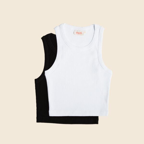 popeia Crop Top Set aus festem Bio-Baumwoll Stoff (gerippt) von popeia