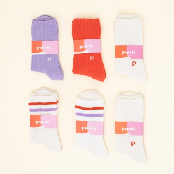 popeia Gemischtes Set: Bunte & weiße Socken aus Bio-Baumwolle von popeia