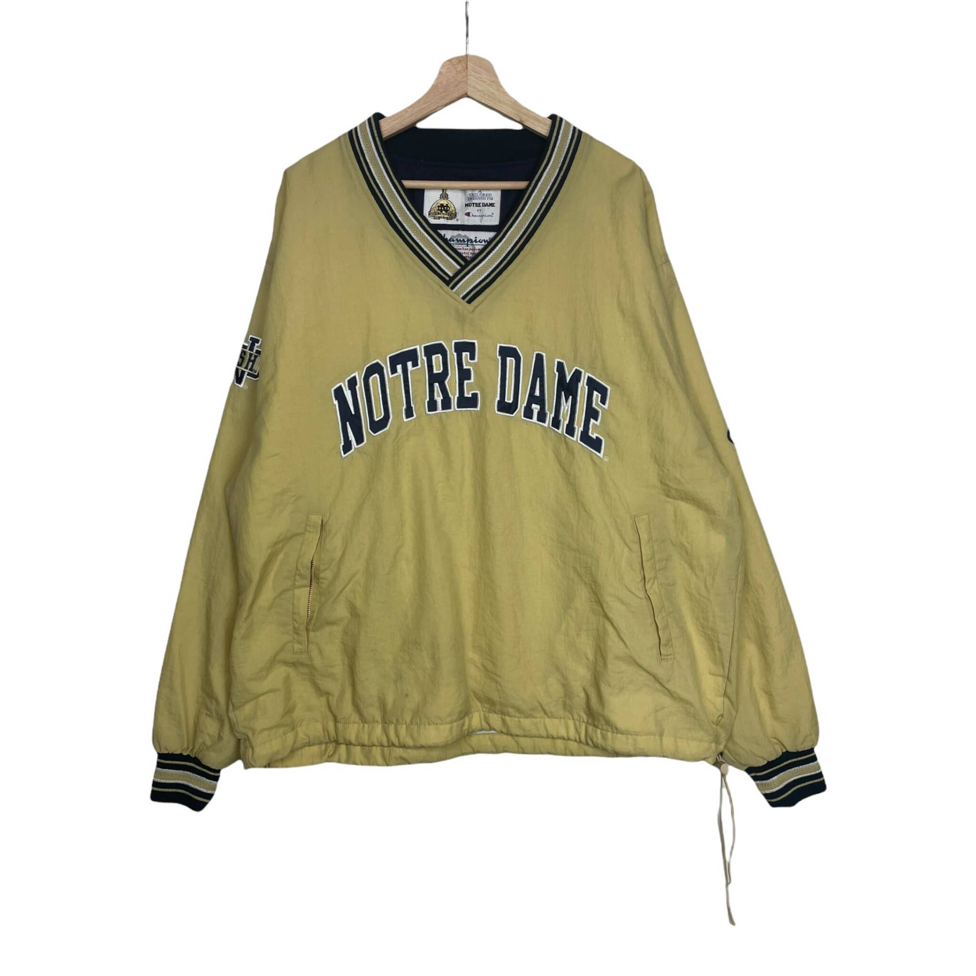 00Er Champion Notre Dame Fighting Irish Pullover Creme Blau L von popevintagestore