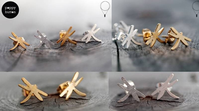 Libelle Ohrringe Schmuck Insekt Silber Libellen Geschenk Für Ihre Messing von poppybutton