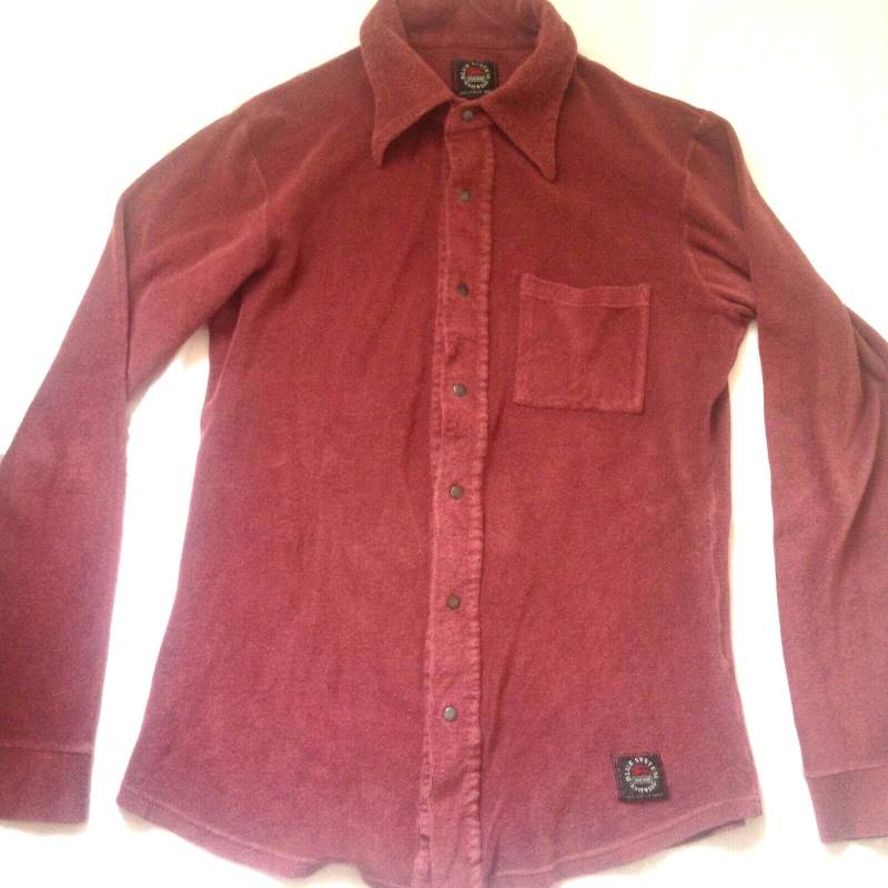 Blue System Vintage Herren Langarm Snap Shirt/Overshirt Große Größe Burgund - Made in Italy von popularworn