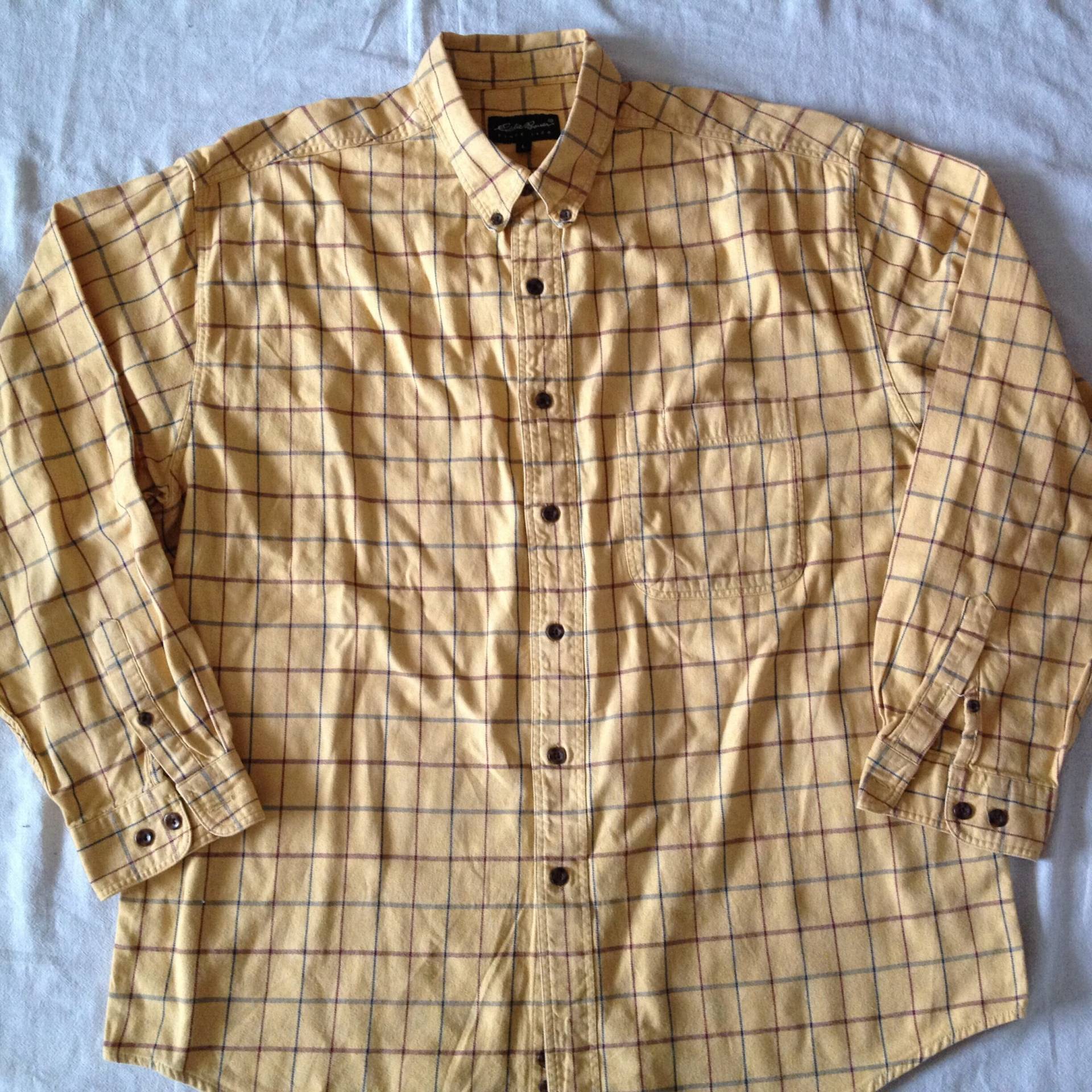 Eddie Bauer Kariertes Herren Licht Flanell Casual Long Sleeve Shirt Size Large Regular Fit Gelb von popularworn