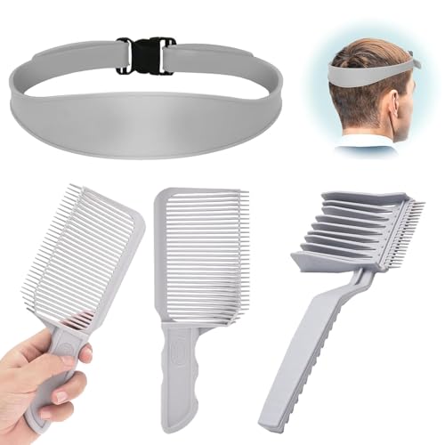 Poraceous 3 Stück Haarschneidekamm Set, Verstellbare Fade Kamm, Gebogener Positionierungskamm und Silikon Haarschneide Schablone, Fade Guide Haircut, für Koteletten Bartstyling Verwenden Herren Salon von poraceous