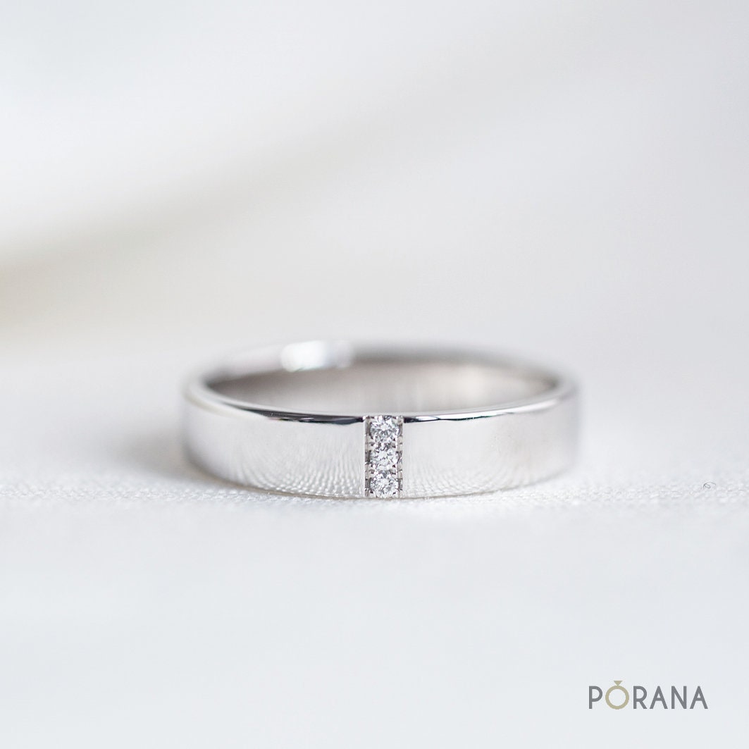 Diamant Reihe Ehering 14K Gold Unisex Ring von porana