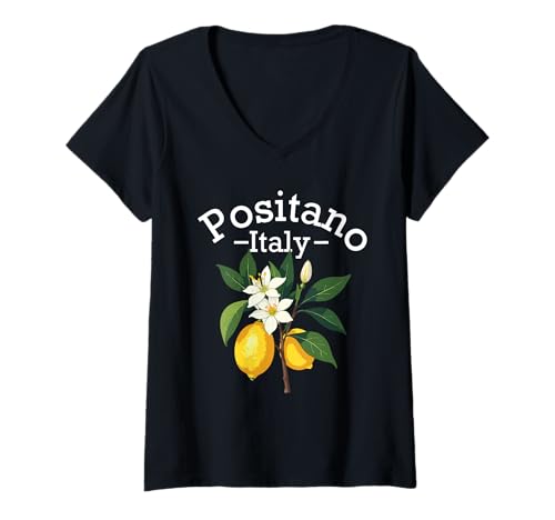 Damen Positano, Italien, Souvenirs, Zitronen, italienische Amalfiküste T-Shirt mit V-Ausschnitt Damen Positano, Italien, Souvenirs, Zitronen, italienische Amalfiküste T-Shirt mit V-Ausschnitt von positano italy souvenirs Italian
