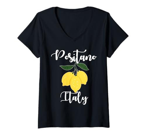 Damen Positano, Italien, Souvenirs, Zitronen, italienische Amalfiküste T-Shirt mit V-Ausschnitt von positano italy souvenirs Italian