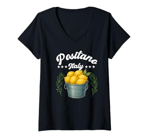 Damen Positano, Italien, Souvenirs, Zitronen, italienische Amalfiküste T-Shirt mit V-Ausschnitt Damen Positano, Italien, Souvenirs, Zitronen, italienische Amalfiküste T-Shirt mit V-Ausschnitt von positano italy souvenirs Italian