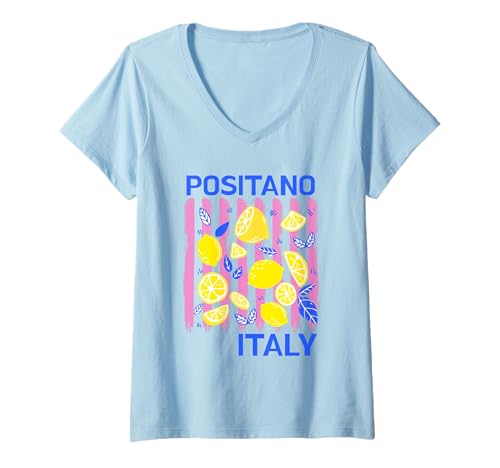 Damen Positano, Italien, Souvenirs, Zitronen, italienische Amalfiküste T-Shirt mit V-Ausschnitt Damen Positano, Italien, Souvenirs, Zitronen, italienische Amalfiküste T-Shirt mit V-Ausschnitt von positano italy souvenirs Italian