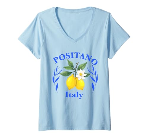 Damen Positano, Italien, Souvenirs, Zitronen, italienische Amalfiküste T-Shirt mit V-Ausschnitt Damen Positano, Italien, Souvenirs, Zitronen, italienische Amalfiküste T-Shirt mit V-Ausschnitt von positano italy souvenirs Italian