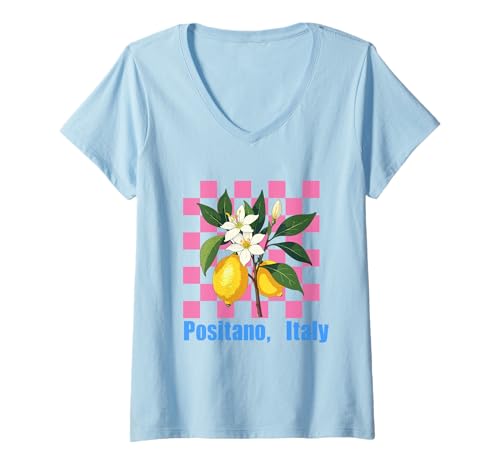 Damen Positano, Italien, Souvenirs, Zitronen, italienische Amalfiküste T-Shirt mit V-Ausschnitt Damen Positano, Italien, Souvenirs, Zitronen, italienische Amalfiküste T-Shirt mit V-Ausschnitt von positano italy souvenirs Italian