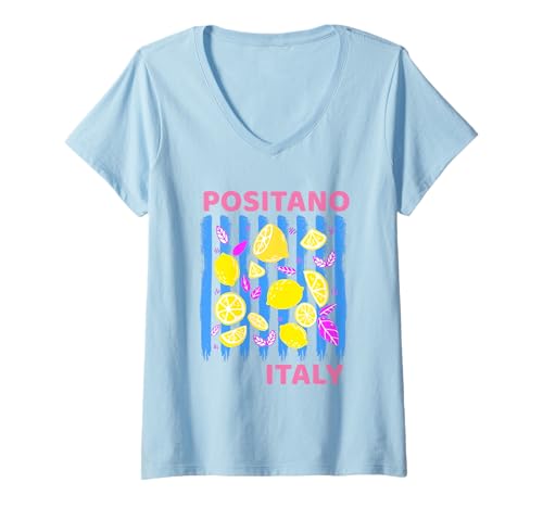 Damen Positano, Italien, Souvenirs, Zitronen, italienische Amalfiküste T-Shirt mit V-Ausschnitt Damen Positano, Italien, Souvenirs, Zitronen, italienische Amalfiküste T-Shirt mit V-Ausschnitt von positano italy souvenirs Italian