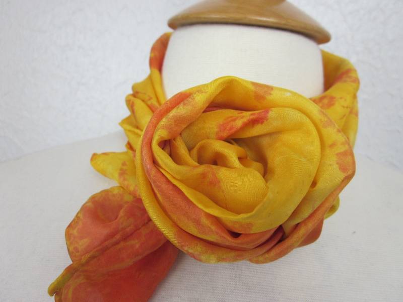Orange Und Gelb Seide Krawatte Farbstoff Schal von possumhillfiberworks