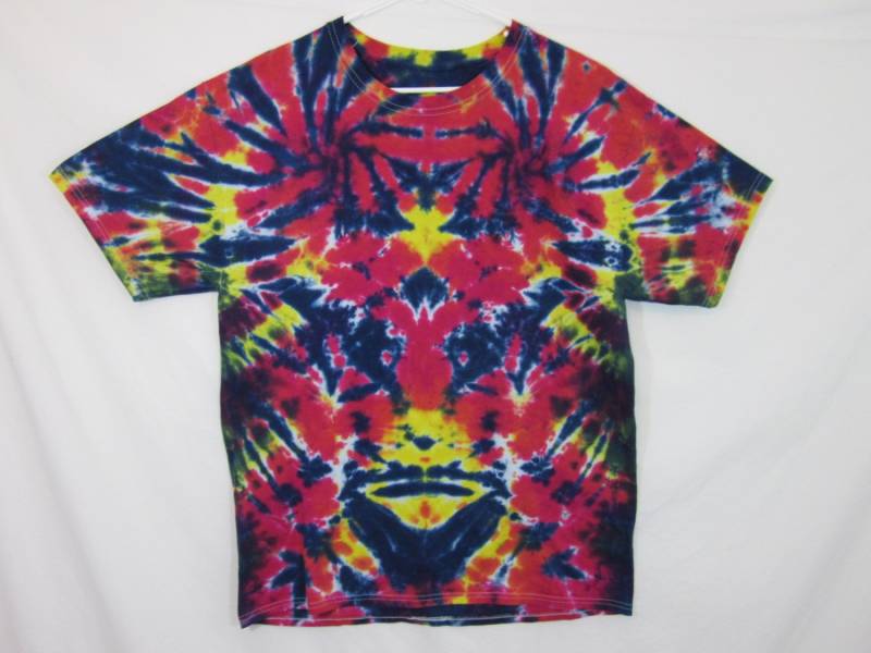 Tie Dye Unisex Größe Große Rorschach-Rot Gelb Und Indigo von possumhillfiberworks