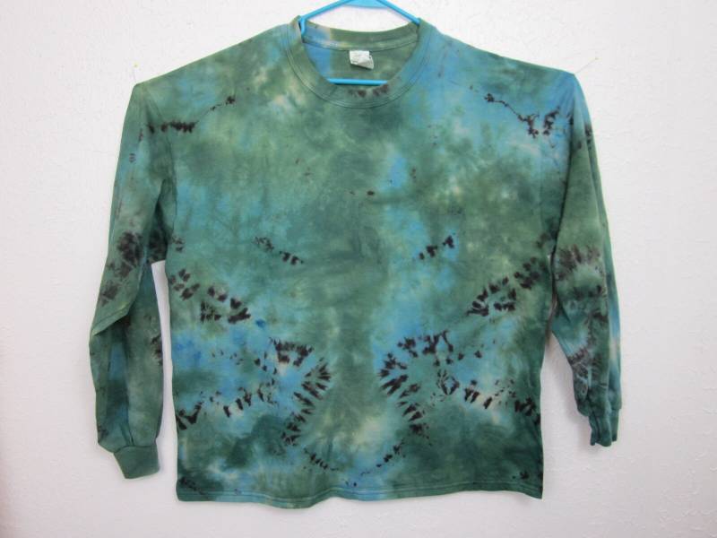 Umgekehrt Tie Dye Blue Und Green Black Mens Long Sleeve Size Xl von possumhillfiberworks