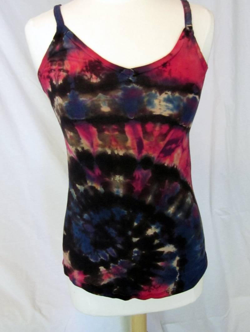 Umgekehrt Tie Dye V Hals Cami Pink Purple Und Black Size Large von possumhillfiberworks