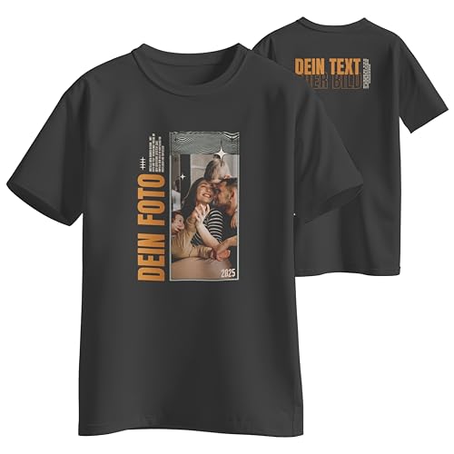 Personalisiertes T-Shirt mit Foto & Text – Geschenkidee für Männer & Frauen – Bedrucktes Shirt – Made in Germany – Größe M – Schwarz von posterlux