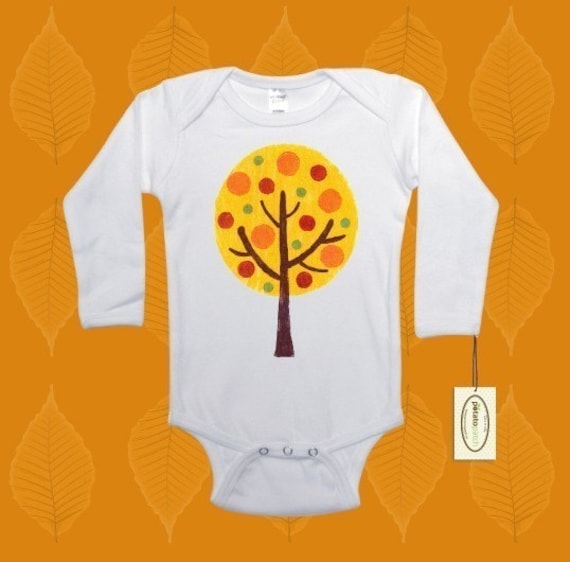Herbst Baum Langarm Einteiler Body Oder Hemd - Unisex Für Mädchen Und Jungen von potatopatch