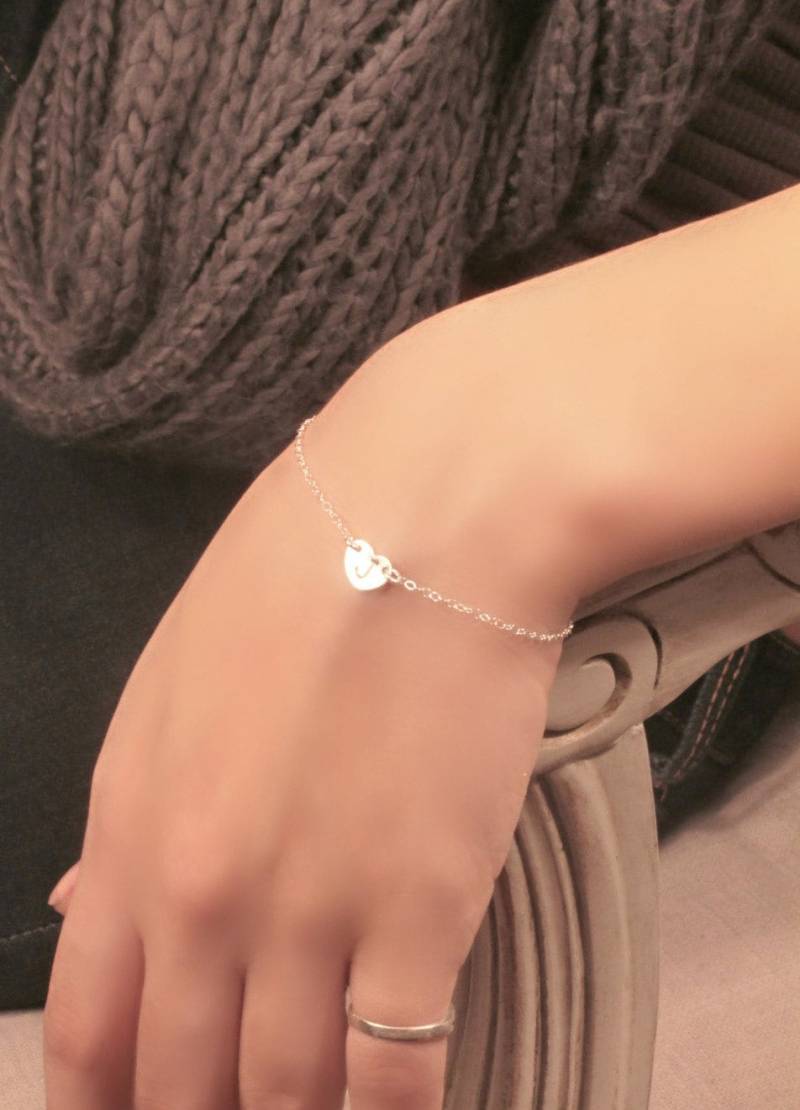 Alle 925 Sterling Silber Winzig Gestempelt Erste Herz Armband, Personalisierte Monogramm, Buchstabe A B D E F G H I J K L M N O P R S T V W Y Z von potionumber9