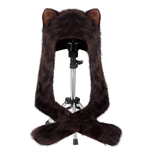 powerking Plüsch Neuheit Tier Hut,3 in 1-Funktion Faux Pelz Volle Tier Kapuze Hut Winter Warmer Cap von powerking
