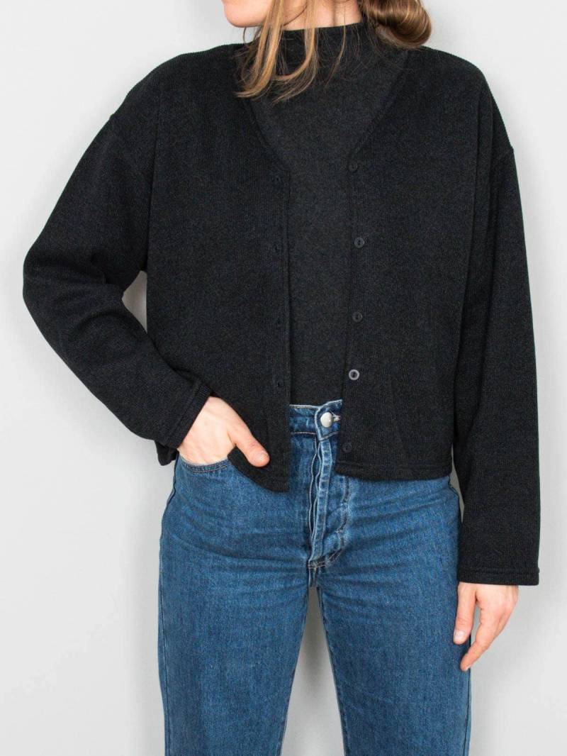 Cardigan Vintage Strickjacke Schwarz Baumwolle 90Er Jahre Cropped von prachtstuecke