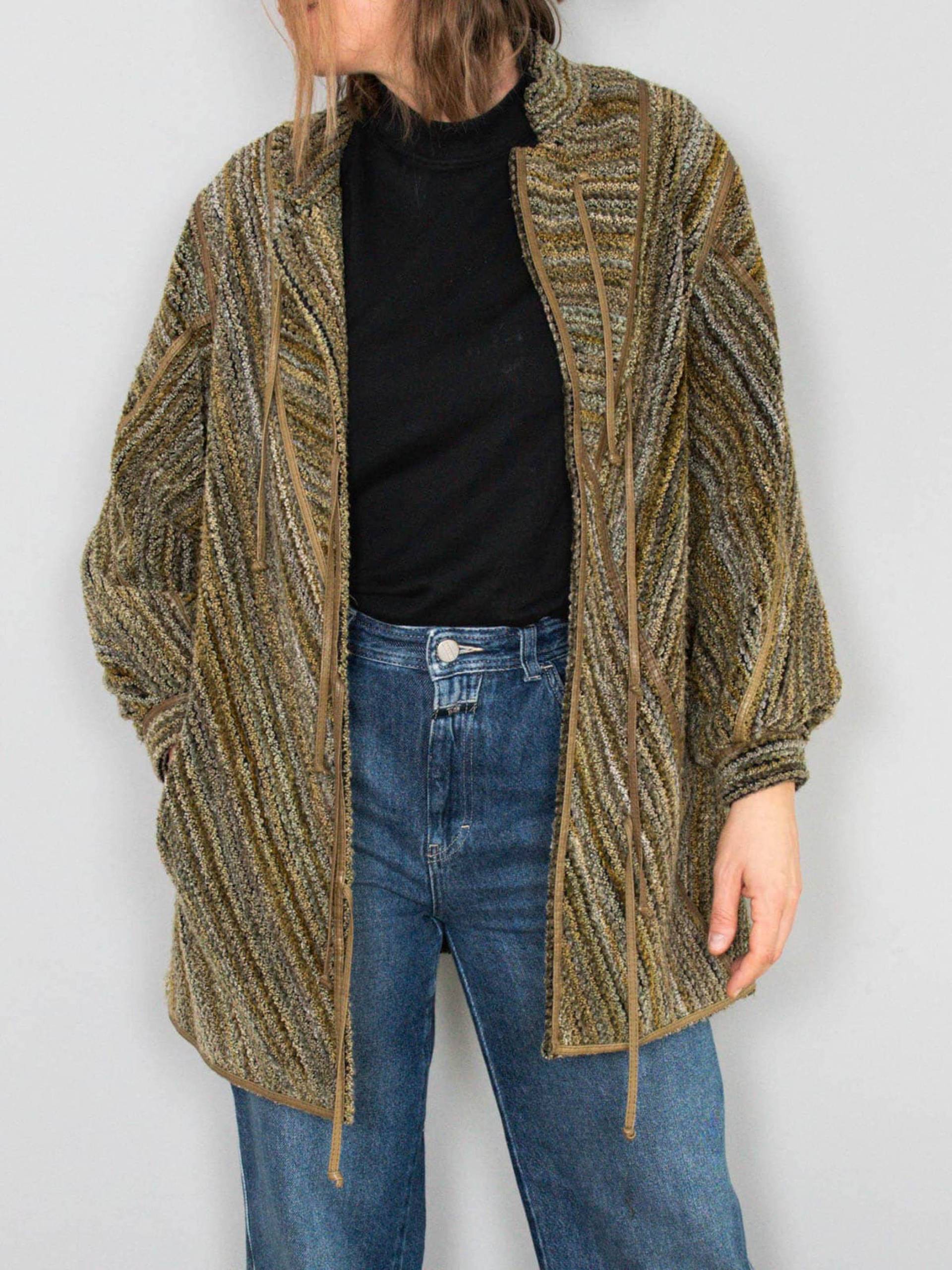 Jacke Vintage Lederjacke Werner Graumann Khaki Designermode 80Er Jahre Oversize von prachtstuecke