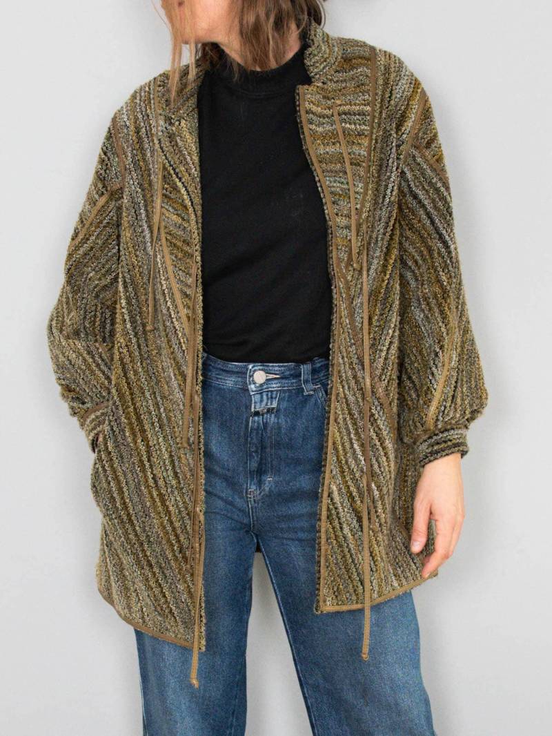 Jacke Vintage Lederjacke Werner Graumann Khaki Designermode 80Er Jahre Oversize von prachtstuecke