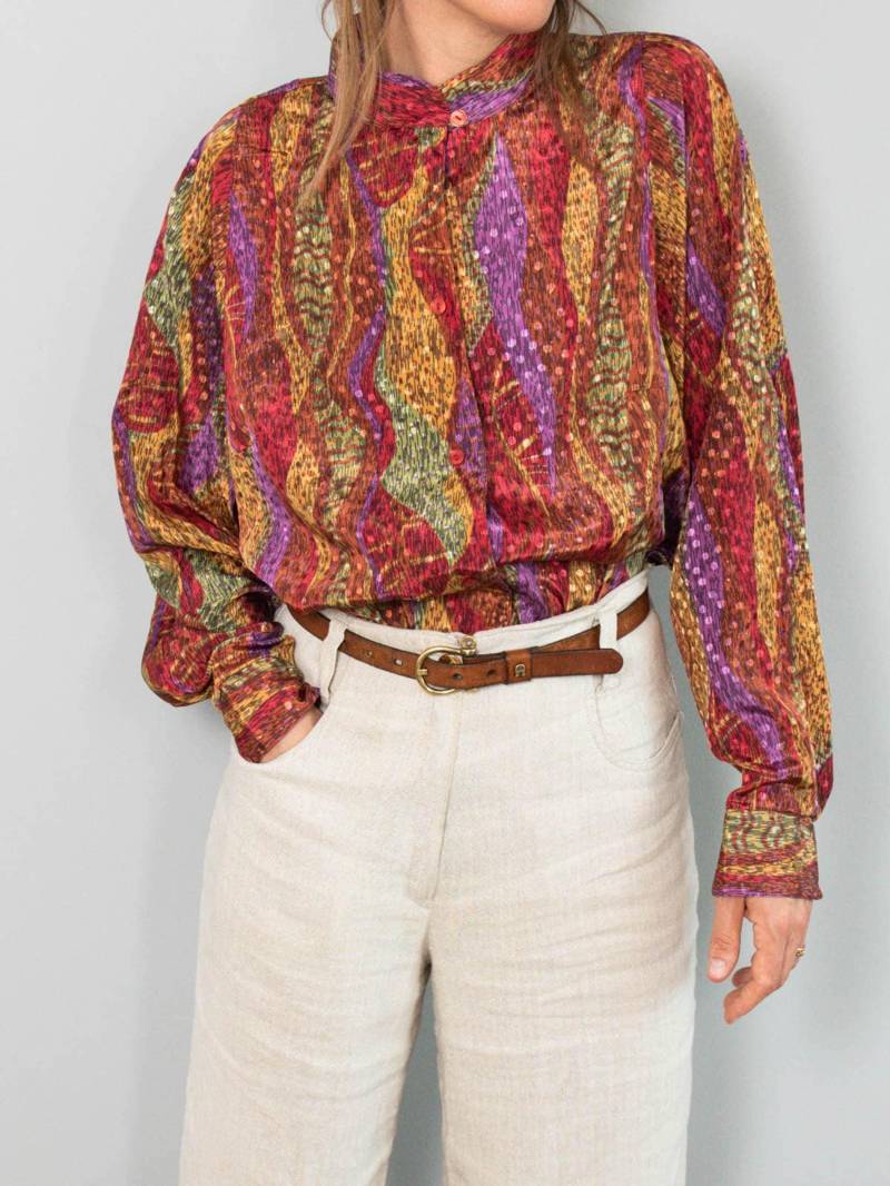 Vintage Bluse Bunt Abstrakt 90Er Jahre von prachtstuecke