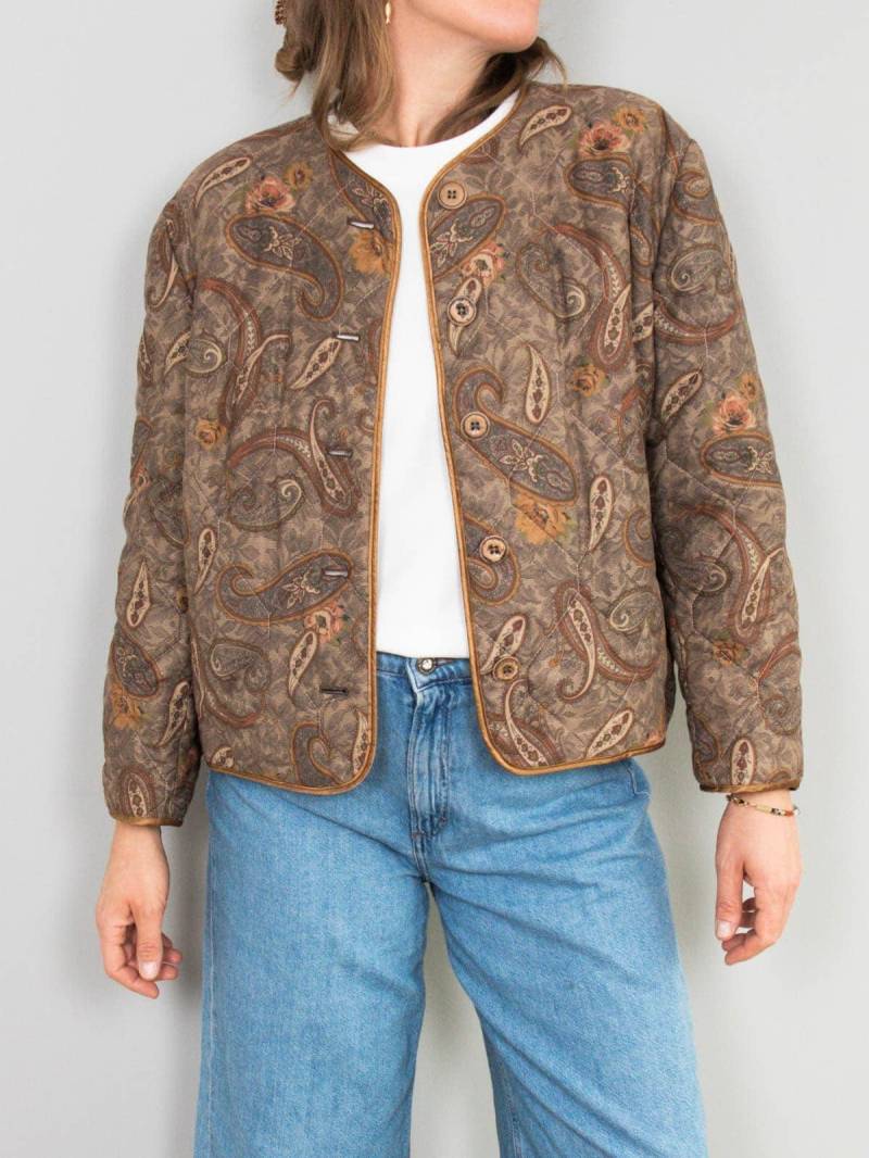 Vintage Jacke Paisleyjacke Braun 90Er Jahre Steppjacke von prachtstuecke