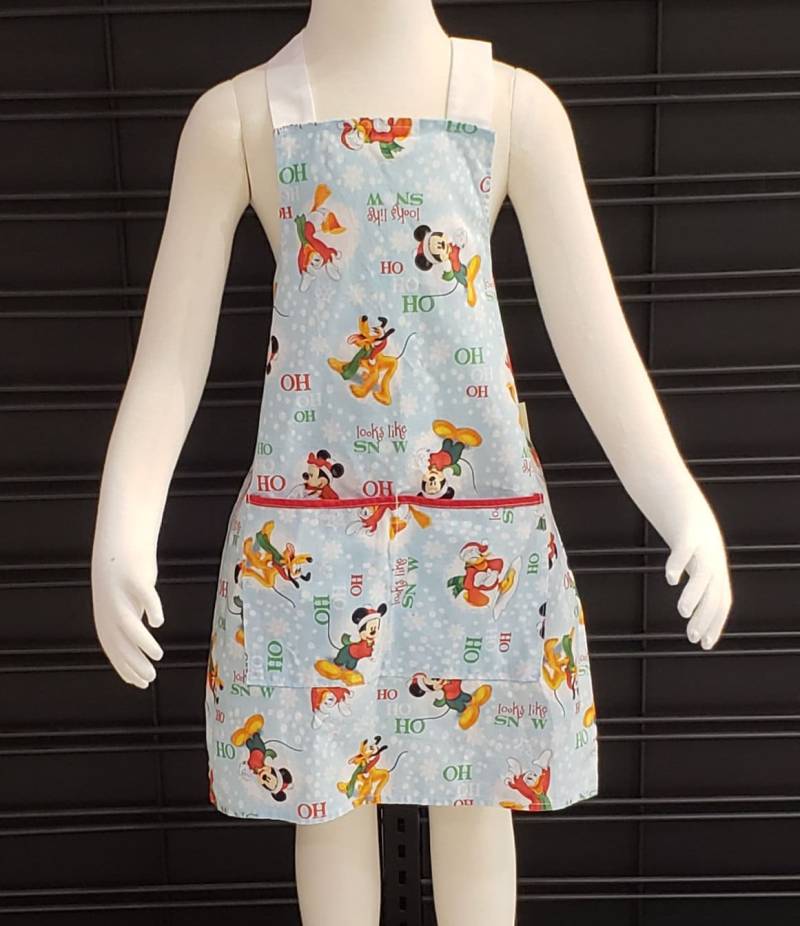 Kinderschürze - Gerade, Micky Maus Winter von practicalsewing