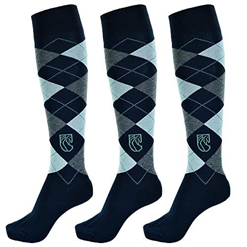 Pramoda 3 Paar Herren Baumwoll Reitsocken Navy Blau (41-44) von pramoda boots&socks