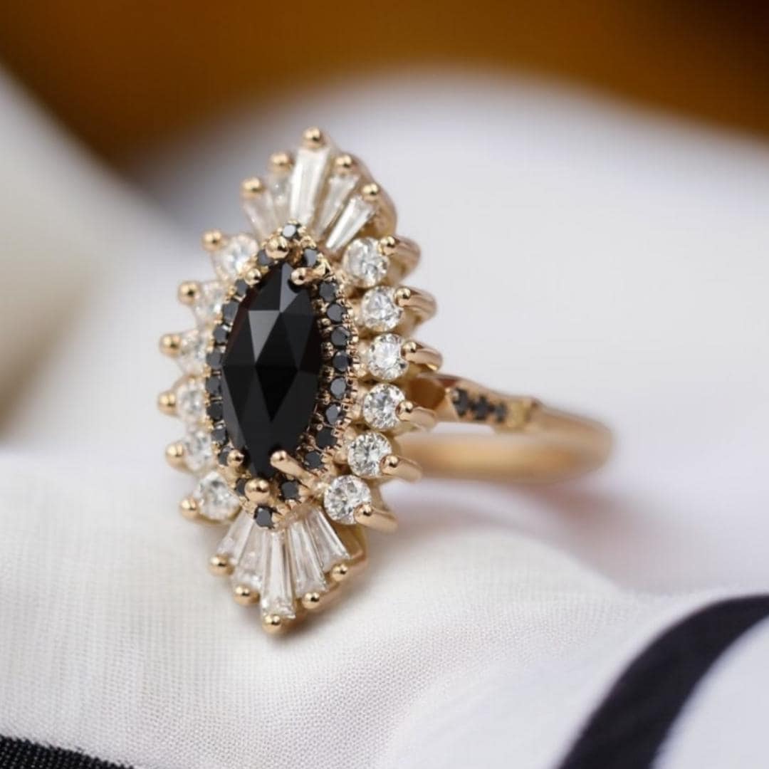 2 Ct Moissanit Verlobungsring Art Deco 14K Gold Diamant Halo von prayjewellery