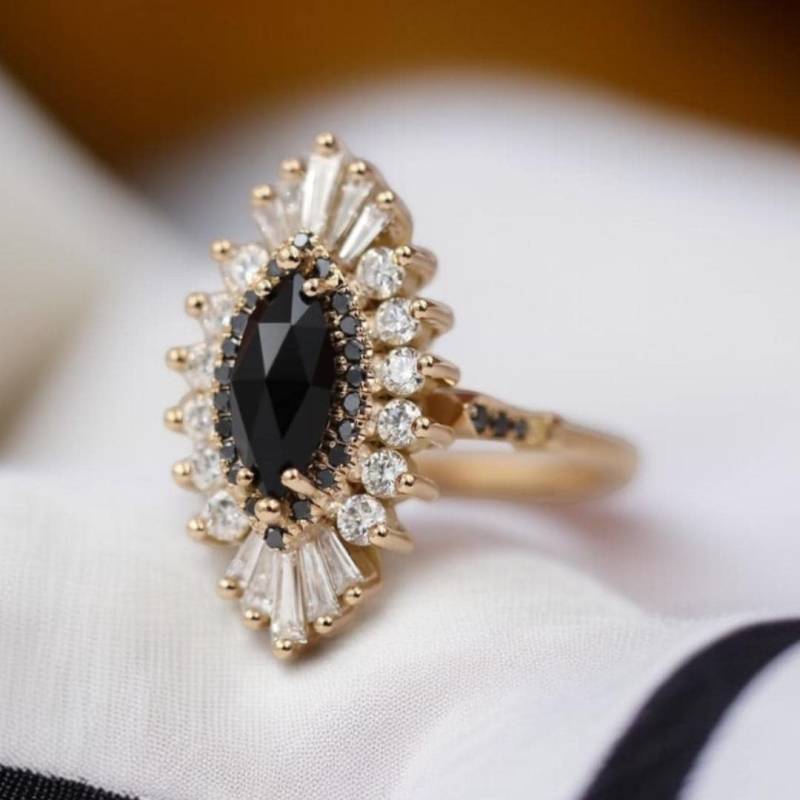 2 Ct Moissanit Verlobungsring Art Deco 14K Gold Diamant Halo von prayjewellery