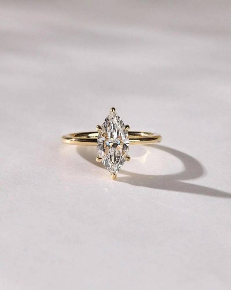 4 Ct Marquise Moissanit Verlobungsring 14K Gold Hidden Halo Solitaire von prayjewellery