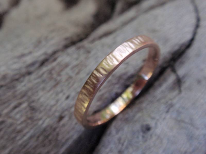 14K Massiv 585Er Roségold Ehering Rohling Zweige Holzmaserung von preciousjd