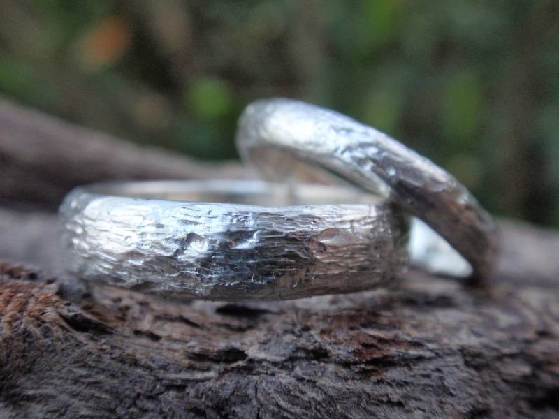 Eheringe 2Er Set Rustikale Oder Aus Sterlingsilber, Auf Bestellung, Handgemacht von preciousjd