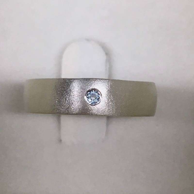 Natürlicher Blauer Aquamarinring März Geburtsstein Breiter Verlobungsring Ehering Für Männer Und Frauen Sterlingsilber Sie Ihn von preciousjd