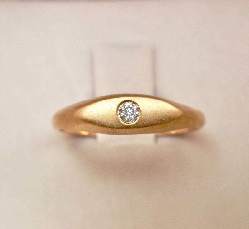 Siegelring Mit Moissanit Oder Zirkon in 585Er Gelbgold Sterlingsilber von preciousjd