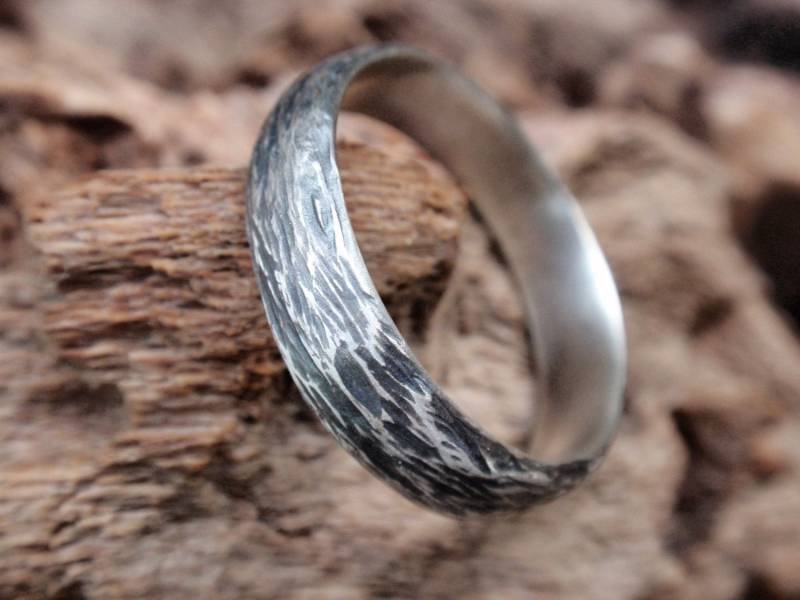 Trauring Ring Geschenk Für Papa Zweig Schmuck Männer Und Frauen Handgemacht Oxidiertes Sterling Silber 5 Mm Herrenschmuck Auf Bestellung von preciousjd