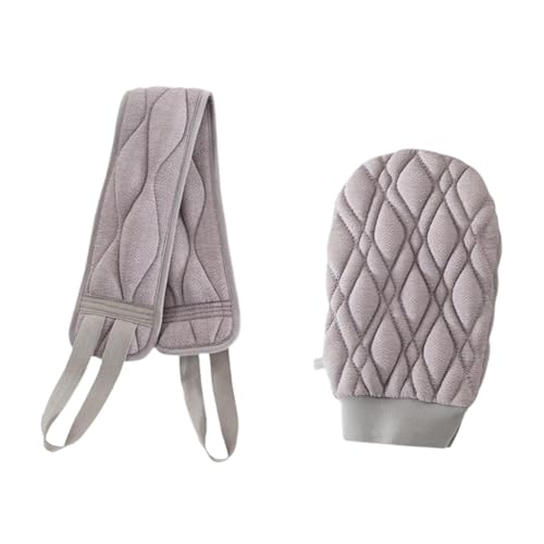 predolo 2x Body Scrubber Handschuhe Duschversorgung Dusche Schrubbing Spa Werkzeug Körperpeelte Handtücher Peeling Rag für Fitnessstudio außerhalb Frauen, Hellgrau von predolo