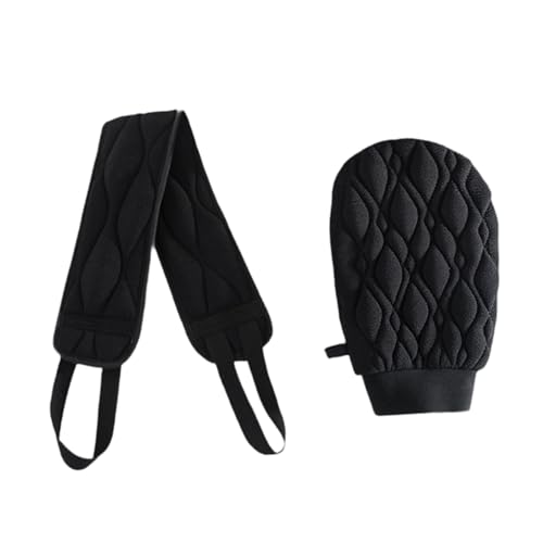 predolo 2x Body Scrubber Handschuhe Duschversorgung Dusche Schrubbing Spa Werkzeug Körperpeelte Handtücher Peeling Rag für Fitnessstudio außerhalb Frauen, Schwarz von predolo