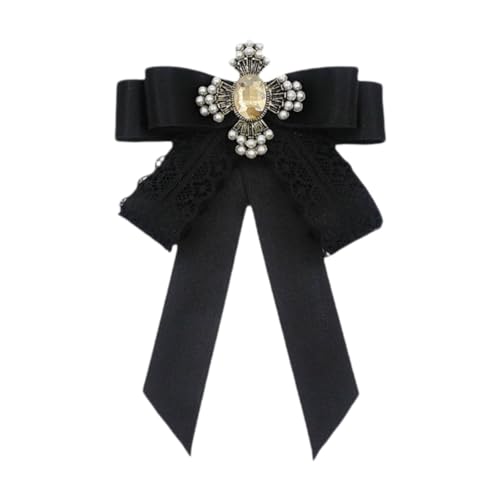 predolo Bandschleifenbrosche Bowknot-Hemdkrawatte Bowknot-Fliege Damen-Krawattennadel für Hemden, Schwarz von predolo