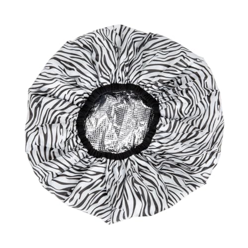 predolo Haarkappe, Folie, Mehrzweck verdickt für Frauen Männer tragbare Badkappe glatte Haaröl Backhut für Heimsalon, Zebra von predolo