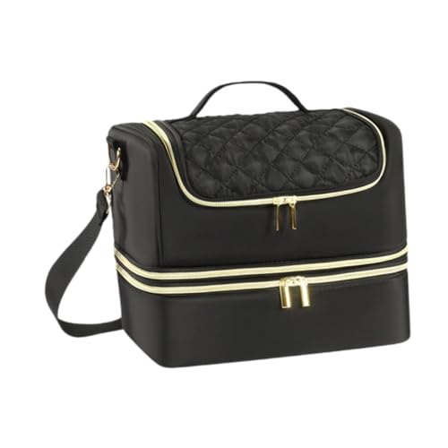 predolo Nagellack-Organizer-Etui, Handtasche, Mehrzweck-Fingernagellack, Reise-Organizer, doppelstöckig, für die Heimreise mit ätherischen Ölen, Schwarz von predolo