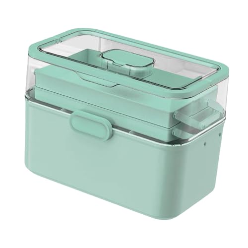 predolo Tragbare Aufbewahrungsbox Medikamentenbox mit Großem Fassungsvermögen Medizin Organizer Erste-Hilfe-Koffer Leer Medikamentenschrank Tragbar aus PP, Grün von predolo