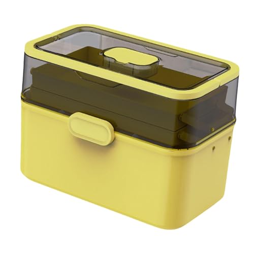 predolo Tragbare Aufbewahrungsbox Medikamentenbox mit Großem Fassungsvermögen Medizin Organizer Erste-Hilfe-Koffer Leer Medikamentenschrank Tragbar aus PP, gelbgrün von predolo