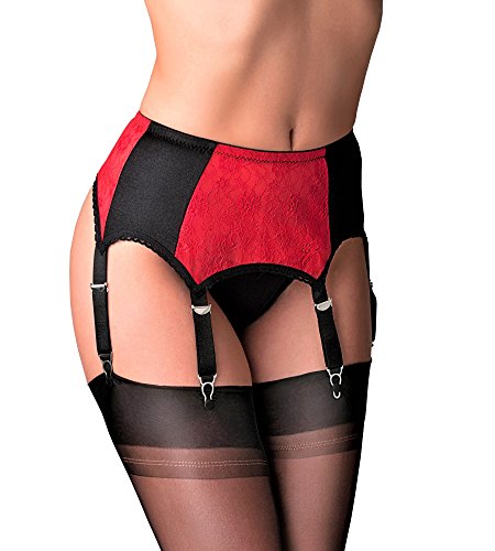 Premier Lingerie Strapsgürtel mit 6 Riemen, Spitze (PL15), Rot Gr. XL (Taille 102/ 107 cm), rot von premier lingerie