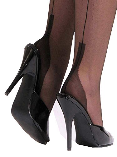 Premier Strumpfwaren Voll Fashioned Cuban Heel & Point Strümpfe (ndffc) [UK] Gr. 44, Schwarz von Premier Lingerie