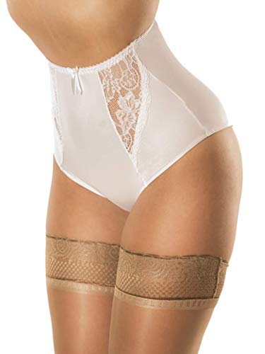 premier lingerie 'Elegant' High Waist Powermesh Spitzenhöschen mit Lycra (PLelb), weiß, 32W von premier lingerie